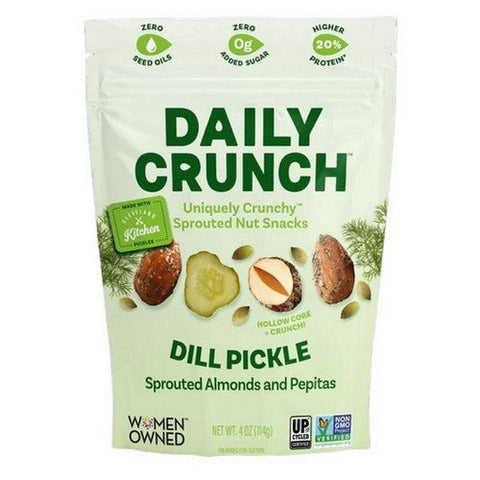 Daily Crunch, Sprouted Almonds And Pepitas Dill Pickle Pouch, 4 Oz (Case Of 6) Daily Crunch
