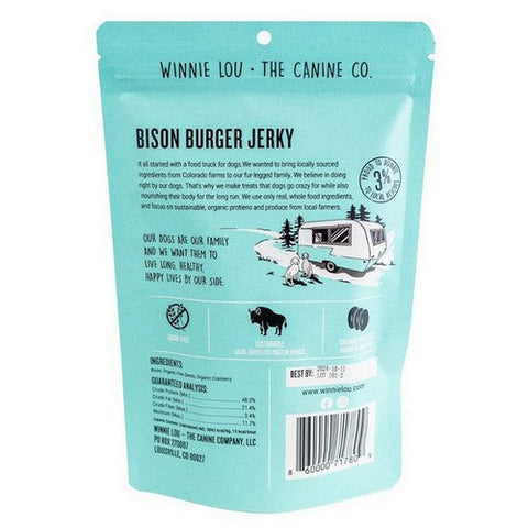 Winnie Lou, Bison Burger Jerky Dog Treats Bag, 2.5 Oz (Case Of 6) Winnie Lou