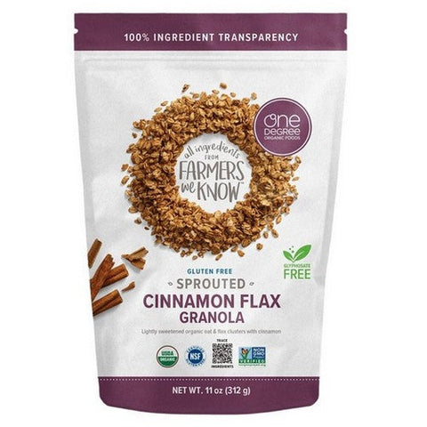 One Degree Organics, Organic Sprouted Oat Cinnamon Flax Granola, 11 Oz (Case Of 6) One Degree Organics