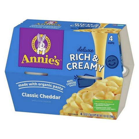 Annie's Homegrown, Deluxe Rich And Creamy Classic Cheddar Shells And Cheese, 2.6 Oz X 4 Count (Case Of 6) Annie's Homegrown