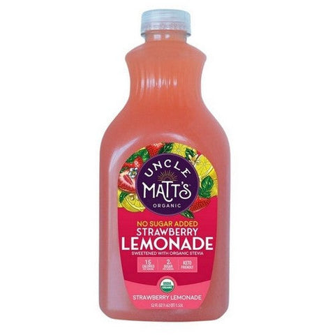 Uncle Matts, Organic Strawberry Lemonade No Sugar Added, 52 Oz (Case Of 6) Uncle Matts
