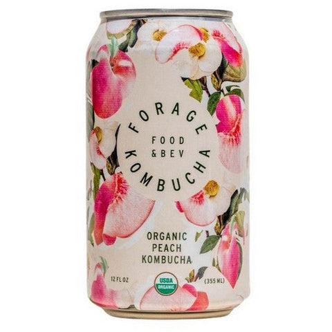 Forage Kombucha, Organic Peach Kombucha, 12 Oz (Case Of 12) Forage Kombucha