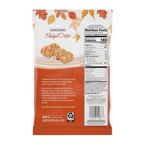 Pretzel Crisps, Pumpkin Spice White CrÃ¨me, 4 Oz (Case Of 12) Pretzel Crisps