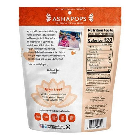 AshaPops, Popped Water Lily Seeds Chili Lime, 1 Oz (Case Of 6) AshaPops
