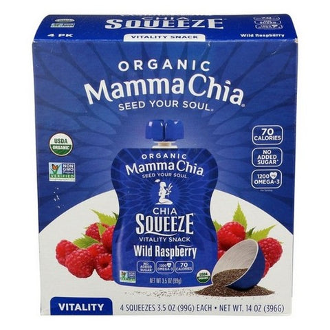 Mamma Chia, Organic Chia Squeeze Wild Raspberry, 3.5 Oz X 4 Count (Case Of 6) Mamma Chia
