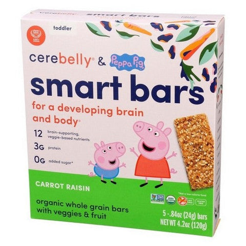 Cerebelly, Organic Carrot Raisin Smart Bar, 4.2 Oz (Case Of 6) Cerebelly