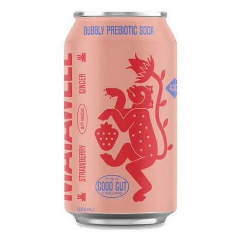 Mayawell, Sparkling Soda Prebiotic With Hibiscus Strawberry Ginger, 12 Oz X 4 Count (Case Of 6) Mayawell