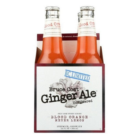 Bruce Cost Ginger Ale, Unfiltered Ginger Ale Blood Orange With Meyer Lemon, 12 Oz X 4 Count (Case Of 6) Bruce Cost Ginger Ale