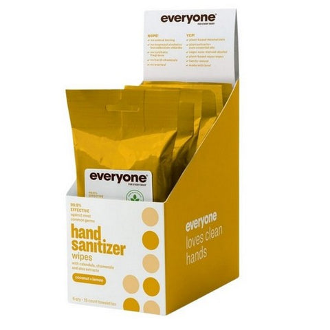 Everyone, Hand Sanitizer Wipes Coconut And Lemon, 15 Count (Case Of 6) Everyone