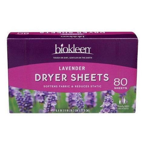 Bio Kleen, Dryer Sheets Lavender, 80 Count (Case Of 6) Bio Kleen