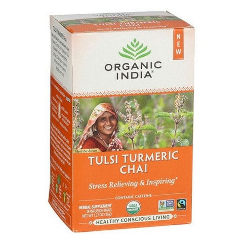 Organic India, Tulsi Turmeric Chai Herbal Supplement, 1.27 Oz (Case Of 6) Organic India