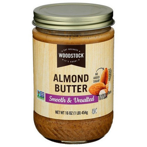 Woodstock, Smooth And Unsalted Almond Butter, 16 Oz (Case Of 12) Woodstock