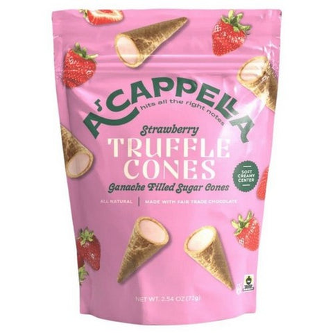 Acappella, Strawberry Truffle Cones, 2.54 Oz (Case Of 6) Acappella