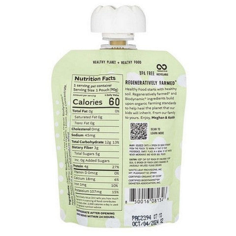 White Leaf Provisions, Organics Elevated Biodynamic Puree, 3.17 Oz (Case Of 6) White Leaf Provisions