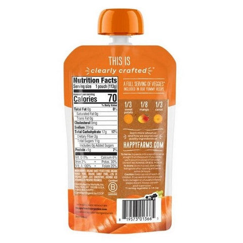 Happy Baby Food, Sweet Potatoes Mangoes And Carrots Food In One Pouch, 4 Oz (Case Of 16) Happy Baby Food