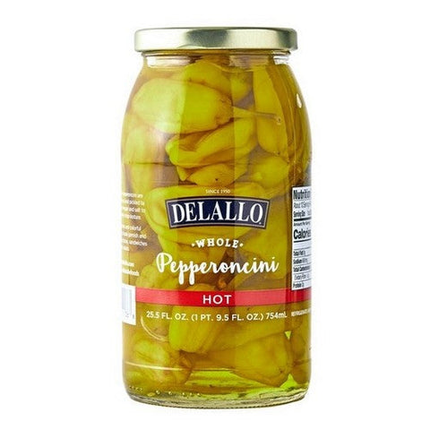 Delallo, Whole Pepperoncini Hot, 25.5 Oz (Case Of 6) Delallo