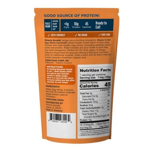 Miracle Noodle, Egg White Noodles Vermicelli, 3.5 Oz(Case Of 6) Miracle Noodle