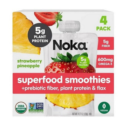 Noka, Organic Superfood Smoothie Strawberry Pinapple, 4.22 Oz X 4 Count (Case Of 6) Noka