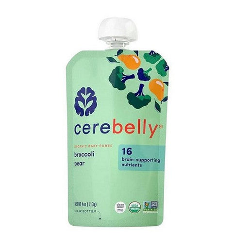 Cerebelly, Baby Puree Broccoli Pear, 4 Oz (Case Of 6) Cerebelly