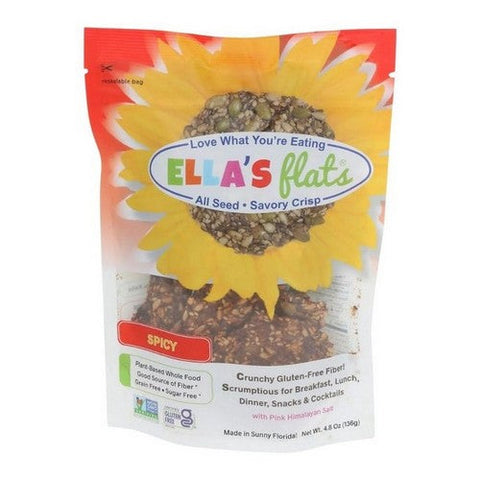 Ellas Flats, Spicy All Seed Savory Crisp With Pink Himalayan Salt, 4.8 Oz (Case Of 6) Ellas Flats