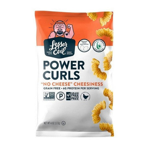 Lesser Evil, Organic Power Curls No Cheese Cheesiness, 4 Oz (Case Of 9) Lesser Evil