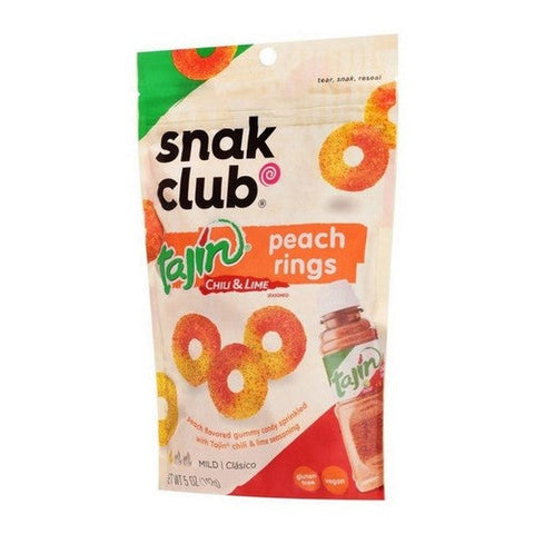 Snak Club, Tajin Chili And Lime Peach Rings, 5 Oz (Case Of 6) Snak Club