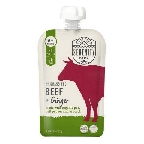 Serenity Kids, Beef And Ginger With Pea Bell Pepper And Broccoli Pouch, 3.5 Oz (Case Of 6) Serenity Kids