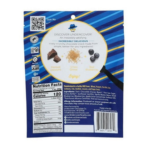 Undercover Chocolate, Quinoa Crisps Dark Chocolate Blueberry, 2 Oz (Case Of 12) Undercover Chocolate