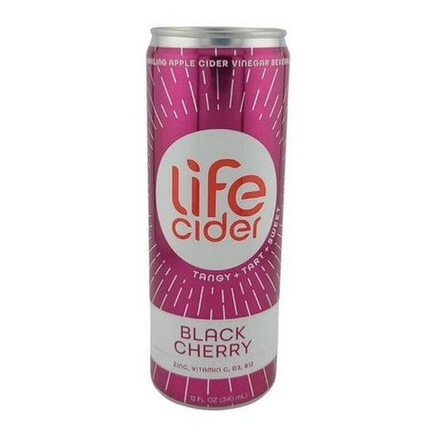 Life Cider, Sparkling Apple Cider Vinegar Beverage Black Cherry, 12 Oz (Case Of 12) Life Cider