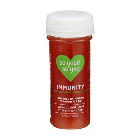So Good So You, Immunity Watermelon Strawberry Probiotic Juice Shot, 1.7 Oz (Case Of 12) So Good So You