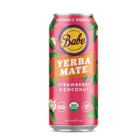 Babe Kombucha, Yerba Mate Strawberry Coconut, 16 Oz (Case Of 12) Babe Kombucha