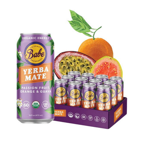 Babe Kombucha, Yerba Mate Passion Fruit, 16 Oz (Case Of 12) Babe Kombucha