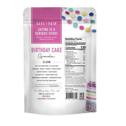 Safe Plus Fair Food Company, Birthday Cake Granola, 12 Oz (Case Of 6) Safe Plus Fair Food Company