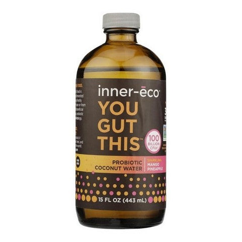 Inner Eco, Mango Pineapple Sparkling Probiotic Coconut Water, 15 Oz (Case Of 4) Inner Eco