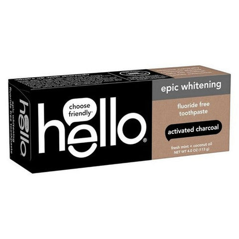 Hello Products, Llc, Toothpaste Activated Charcoal Whitening Fluoride Free, 4 Oz (Case Of 6) Hello Products, Llc