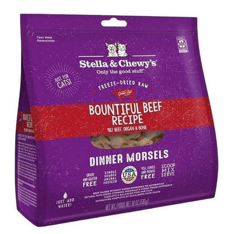 Freeze-Dried Raw Cat Dinner Morsels Protein Rich Cat & Kitten Food Bountiful Beef 18 Oz by Stella & Chewy's