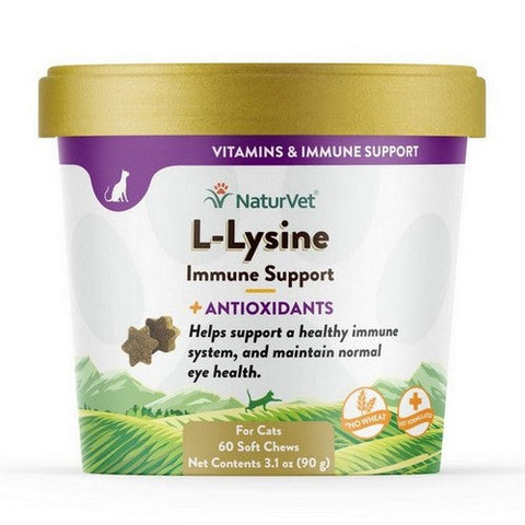 NaturVet L-Lysine Immune Support Plus Antioxidants Cat Soft Chews 1 Each / 60 Count by NaturVet