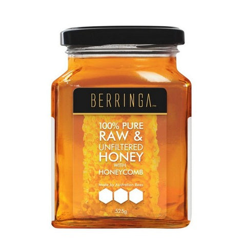 Berringa, 100% Pure And Raw Unfiltered Honey With Honeycomb, 525 Grams Berringa