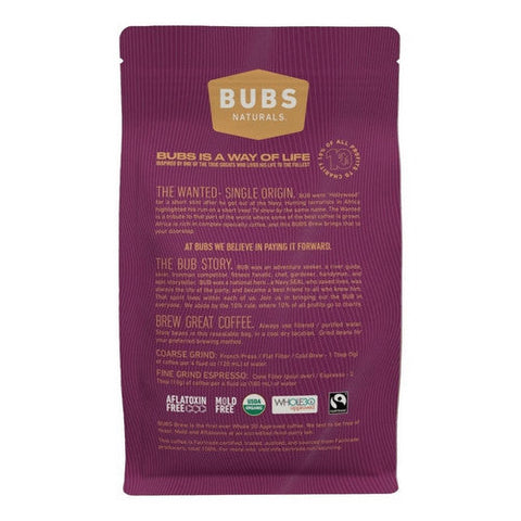 Bubs Naturals, Wanted Coffee Dark Roast Ground, 12 Oz Bubs Naturals
