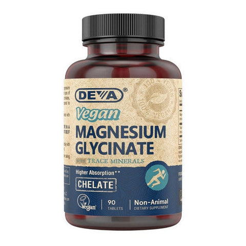 Deva Vegan Vitamins, Vegan Magnesium Glycinate With Trace Minerals, 90 Tablets Deva Vegan Vitamins