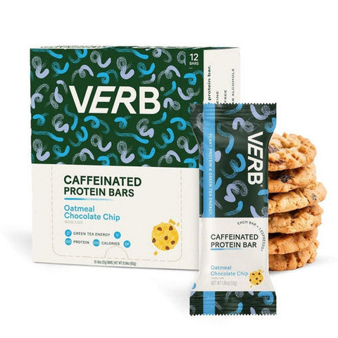 Verb Energy, Oatmeal Chocolate Chip Caffeinated Protein Bars, 12 Count Verb Energy