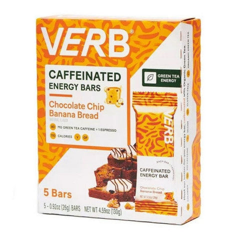 Verb Energy, Chip Banana Bread Caffeinated Energy Bars, 5 Count Verb Energy