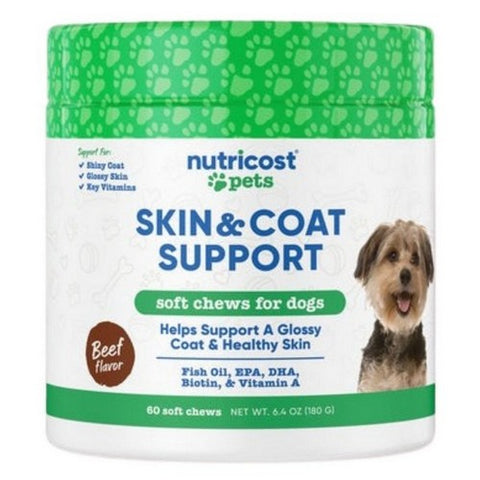 Nutricost, Nutricost Pet Skin & Coat Support Beef, 60 Chews Nutricost