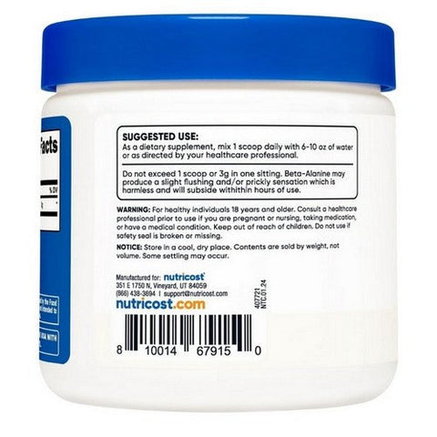 Nutricost, Beta Alanine Unflavored, 300 Grams Nutricost