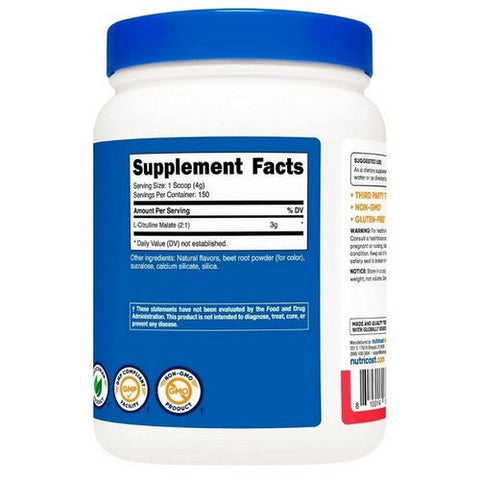Nutricost, L-Citrulline Malate 2:1 Powder Strawberry Kiwi, 600 Grams Nutricost
