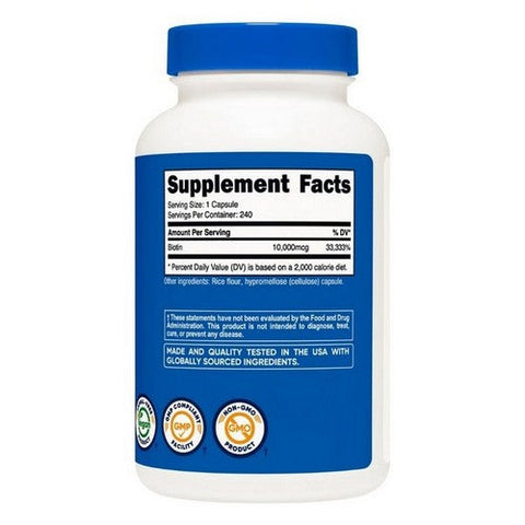 Nutricost, Biotin Capsules, 10 Mg, 240 Count Nutricost