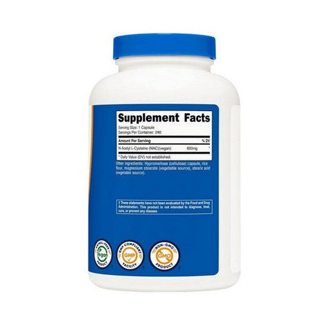 Nutricost, Nac N-Acetyl L-Cysteine Capsules, 600 Mg, 240 Count Nutricost