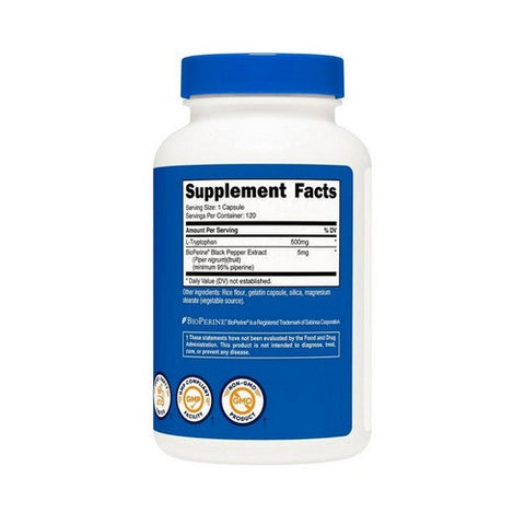 Nutricost, L-Tryptophan Capsules, 500 Mg, 120 Count Nutricost