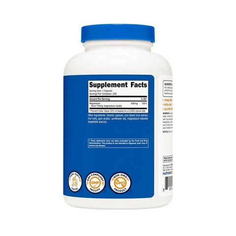 Nutricost, Magnesium Oxide Capsules, 750 Mg, 240 Count Nutricost