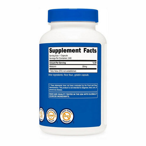 Nutricost, Melatonin Capsules, 20 Mg, 240 Count Nutricost